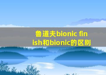 鲁道夫bionic finish和bionic的区别